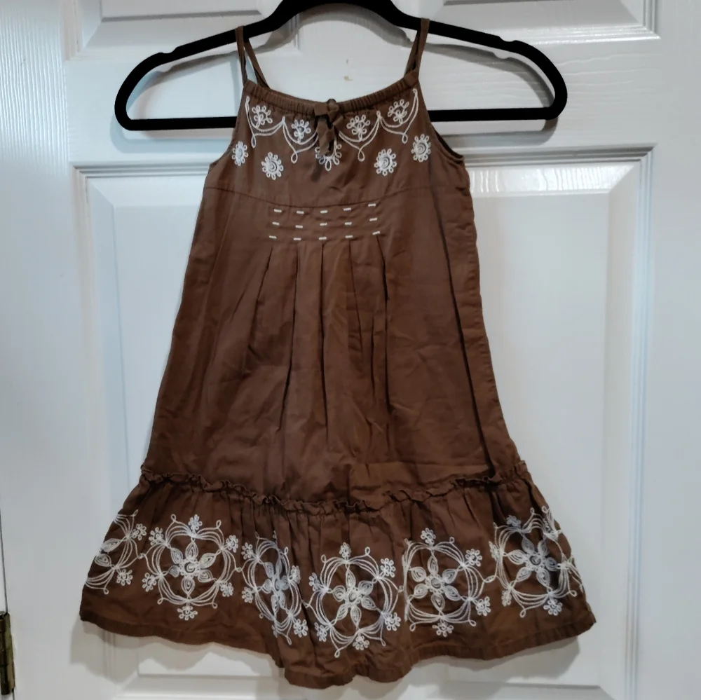 Baby Gap brown embroidered tank dress size 3 yrs.